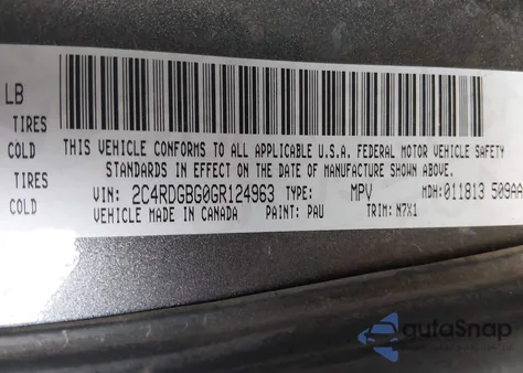 2016 Dodge Grand Caravan Se Plus z USA, uszkodzony, nr VIN 2C4RDGBG0GR124963